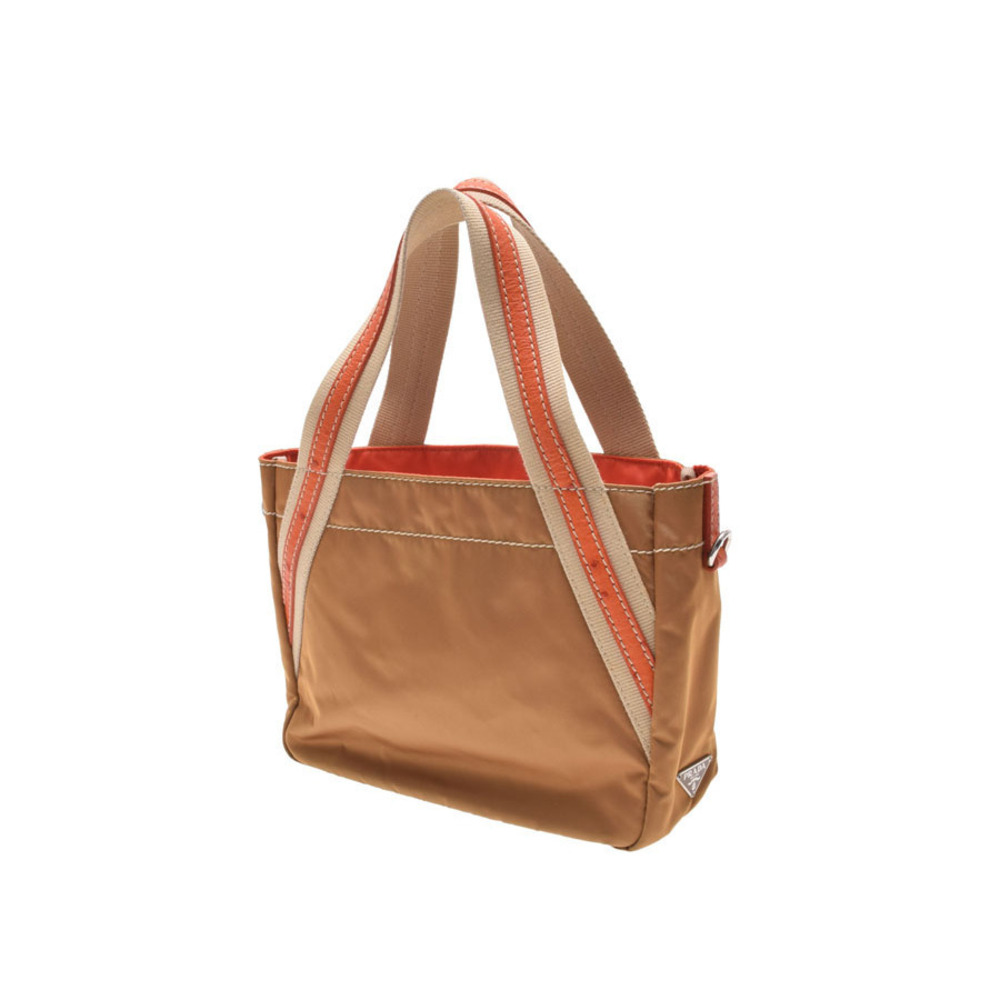 PRADA tote bag brown ostrich leather brooch - Picture 2 of 11